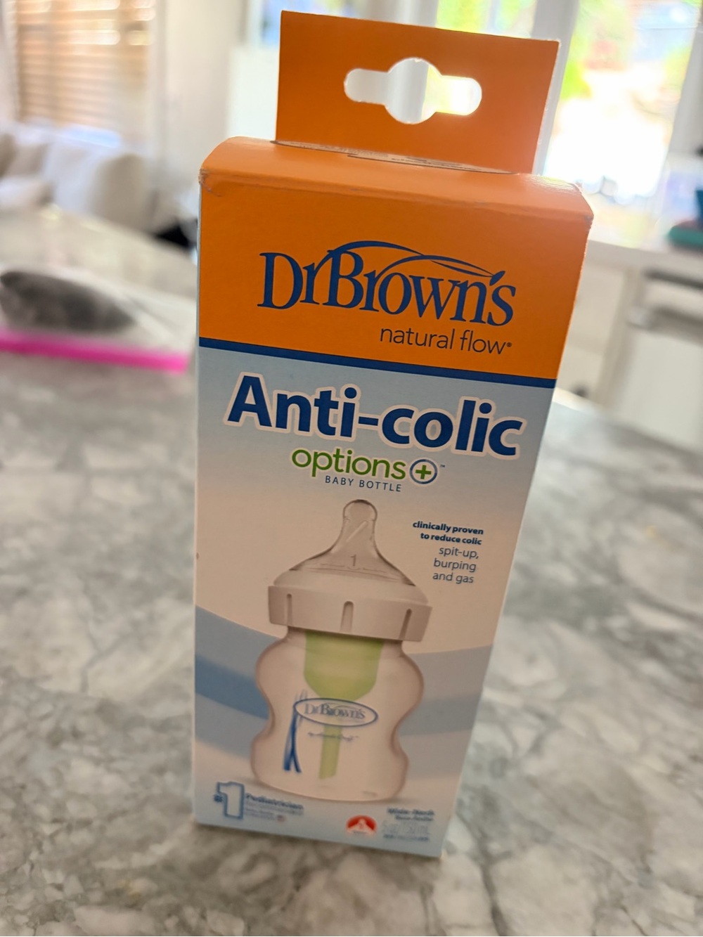 Dr. Brown's Anti-Colic Baby Bottle - White & Green Wide Neck